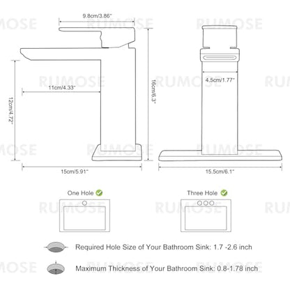 Bathroom Faucets 1 & 3 Hole Vanity Faucet with Drain