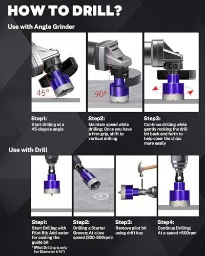 Diamond Hole Saw Kit with Pilot Bit Adapter