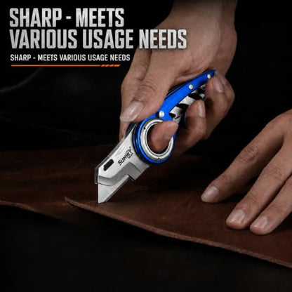 Folding Utility Knife Pocket Knife Box Cutter with Finger