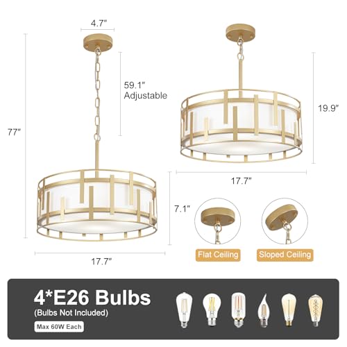 17.7" Drum Chandelier for Dining Room