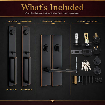 Aged Bronze Front Door Handle Set with Deadbolt (Aged Bronze)