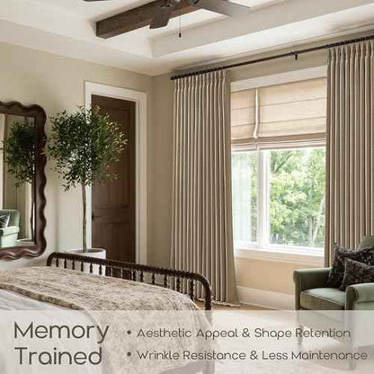 Brown 105 Inch Semi Sheer Thick Linen Memory Training Pinch Pleat Curtains (Dark Flax / 40"W x 105"L (Pack of 2))