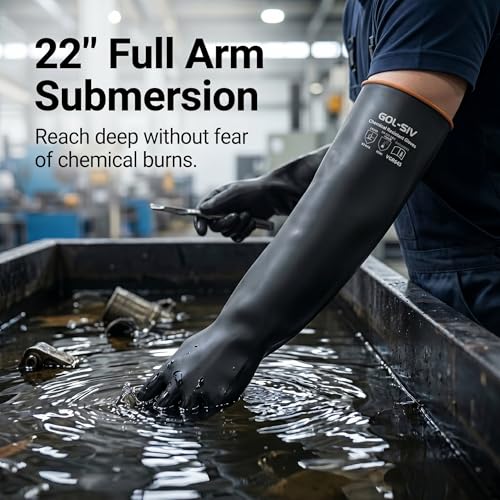 Heavy Duty Latex Gloves (6 Pairs-black / 22 Inch)