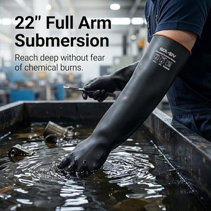Heavy Duty Latex Gloves (6 Pairs-black / 22 Inch)
