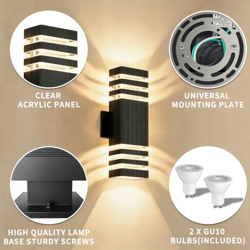 Square Outdoor Wall Lights Pack 3 Layer