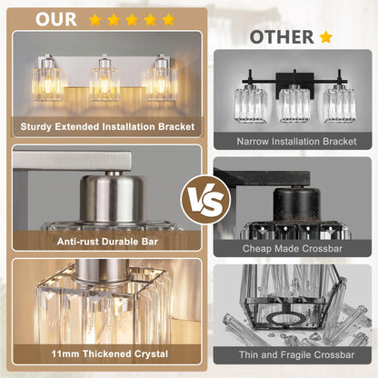 Modern Bathroom Vanity Light (Nickel & Square / 3-Light)