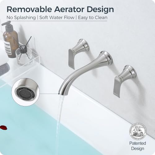 Brushed Nickel Wall Mount Tub Filler (Brushed Nickel - Traditional)