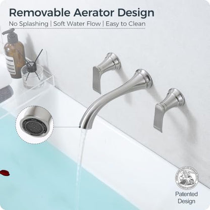 Brushed Nickel Wall Mount Tub Filler (Brushed Nickel - Traditional)