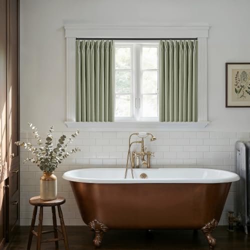 Sage Green Blackout Small Kitchen Window Curtains 36 Inch Length W50xL36 (Sage Green / 50"W x 36"L (Pack of 2))