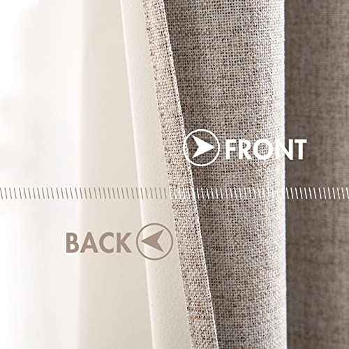 100% Blackout Linen Curtains for Bedroom 52x108 Inches Khaki (Khaki / 52"W x 108"L (Pack of 2))