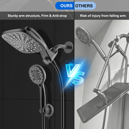 Dual Rainfall Shower Head With 8 (Matte Black)