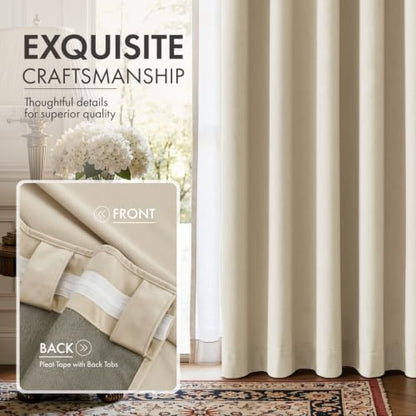 Beige Velvet Curtains 4 Panels Set Back Tab 40 x 90 Inch Long (Beige / 40"W x 90"L (Pack of 4))