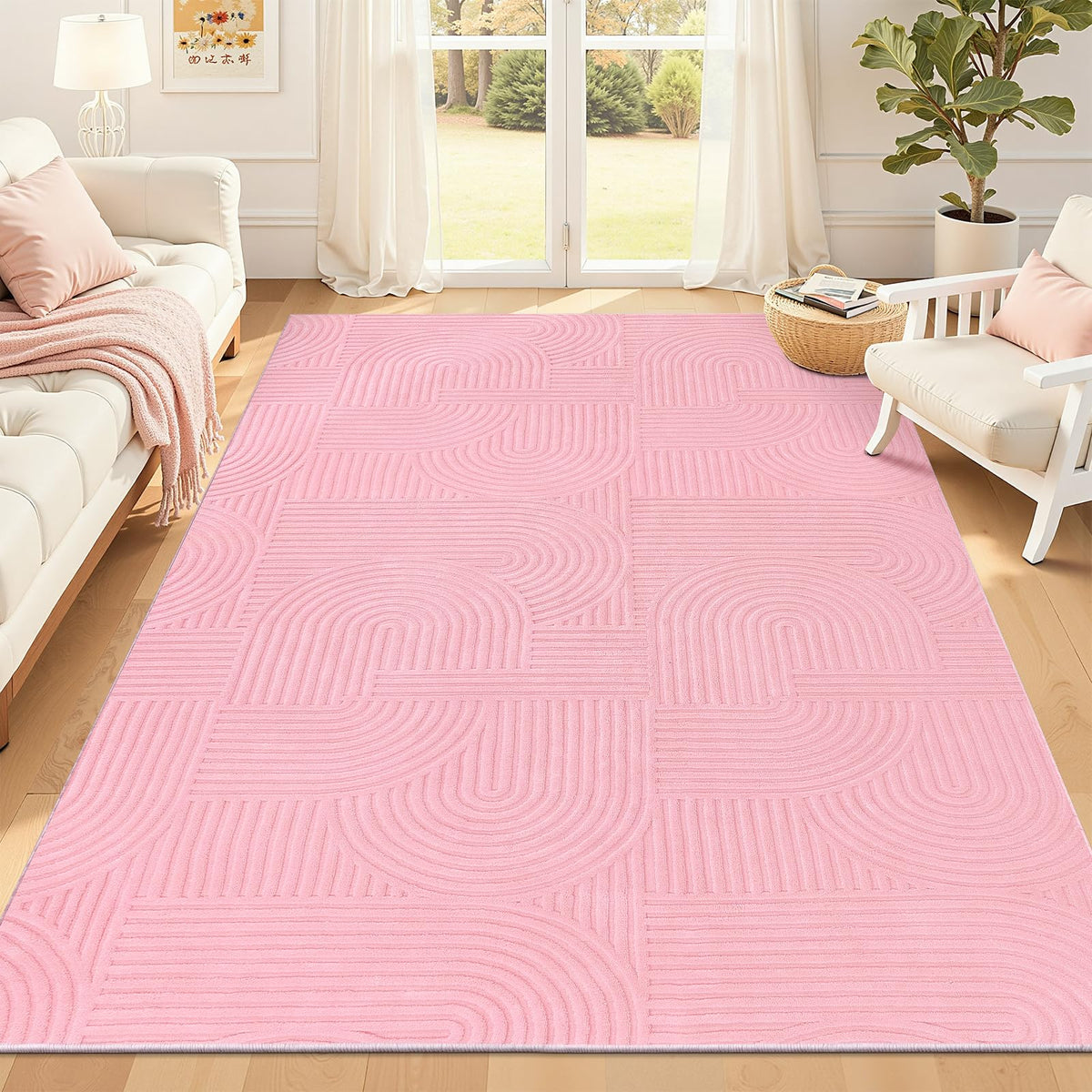 6x9 Area Rugs for Living Room (6' x 9' (Rectangular) / Pink)