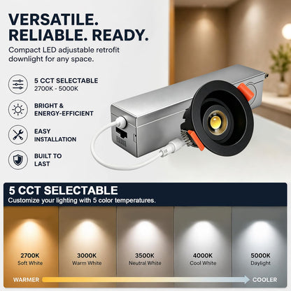 Gimbal LED Recessed Light (12P-Black / 2 Inches- Anti glare)