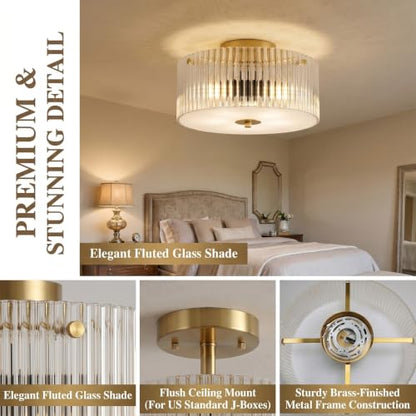 13.8" Gold Flush Mount Ceiling Light