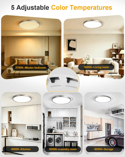 12 Inch Dimmable Ceiling Light (Silver / 12in - 6 Pack)