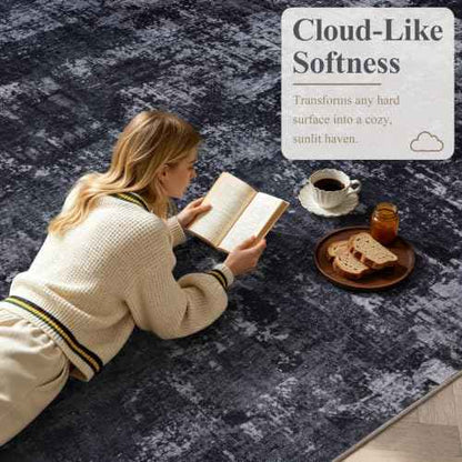 4ft Round Area Rug (Black & Grey / 4' (Round))