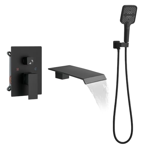Wall Mount Waterfall Bathtub Faucet with Hand Shower