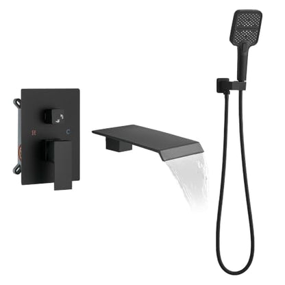 Wall Mount Waterfall Bathtub Faucet with Hand Shower