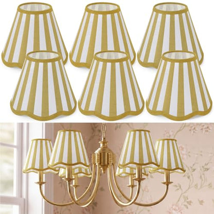 Set of 6 Striped Chandelier Lamp Shades