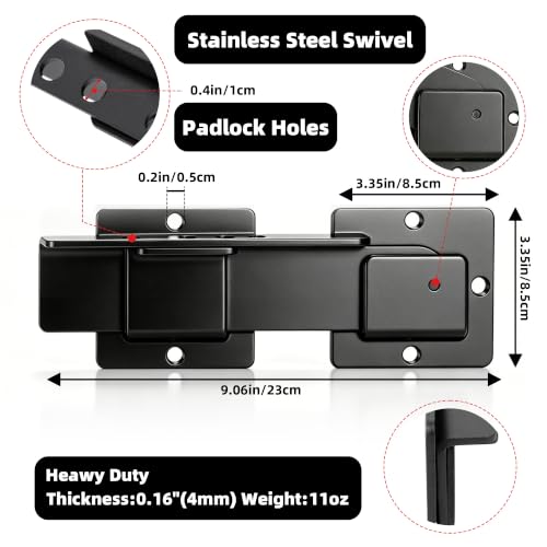 9" Reversible Door Latch with Padlock Hole (2 Pack)