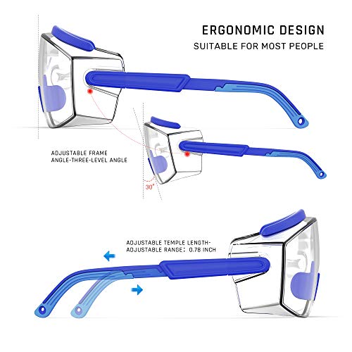 Anti fog Safety Glasses Over Glasses (Blue)
