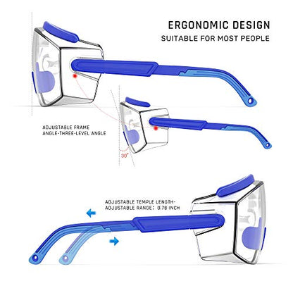 Anti fog Safety Glasses Over Glasses (Blue)