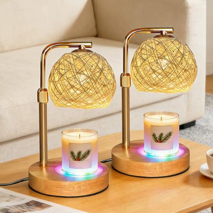 2 Pack Christmas Wax Warmer Lamp with Timer (2700K+RGB color baseplate)