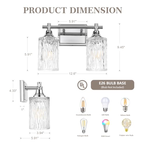 Modern 2 Light Bathroom Light Fixtures (Chrome / 2-light)