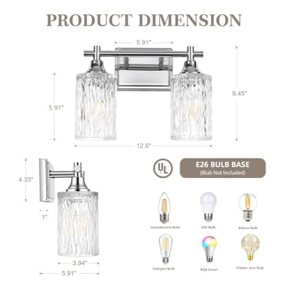 Modern 2 Light Bathroom Light Fixtures (Chrome / 2-light)