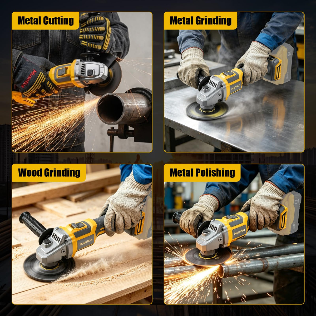 Cordless Angle Grinder for Dewalt 20v Max Battery (Yellow)