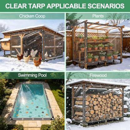 Clear Tarp Heavy Duty Waterproof Clear Tarps 14Mil Thickened PVC