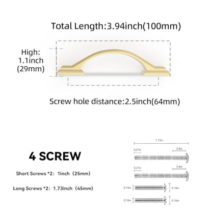 2 Pack 2.5 Inch (Brushed Gold / 2.5'' Hole Center(64mm))