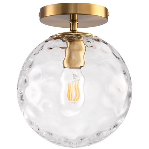 Semi Flush Mount Ceiling Light Fixture with 8in Globe Glass