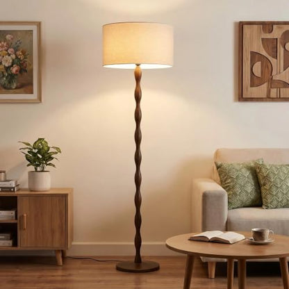 64.9" Farmhouse Solid Walnut Wood Floor Lamp