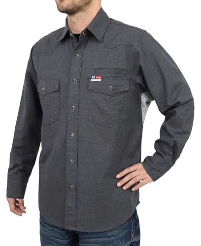 Mens Vented FR Shirts Pearl Snap 6.5oz Soft Canvas Breathable Mesh
