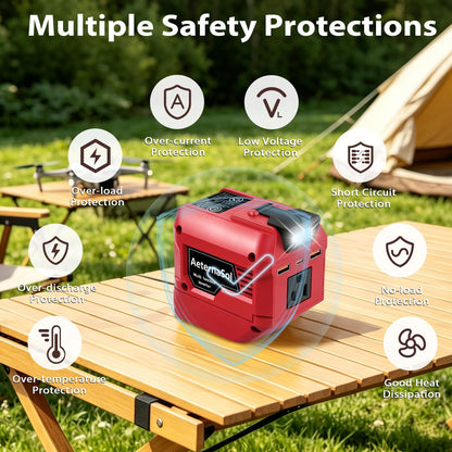 250W Power Inverter Compatible with Milwaukee 18V Battery (Red / 1)