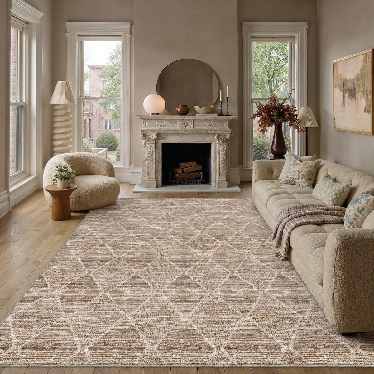 6x9 Area Rug Brown Washable Rugs for Living Room (L| Brown / 6' x 9' (Rectangular))