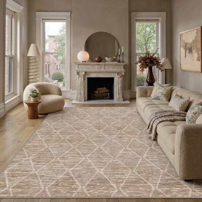 6x9 Area Rug Brown Washable Rugs for Living Room (L| Brown / 6' x 9' (Rectangular))