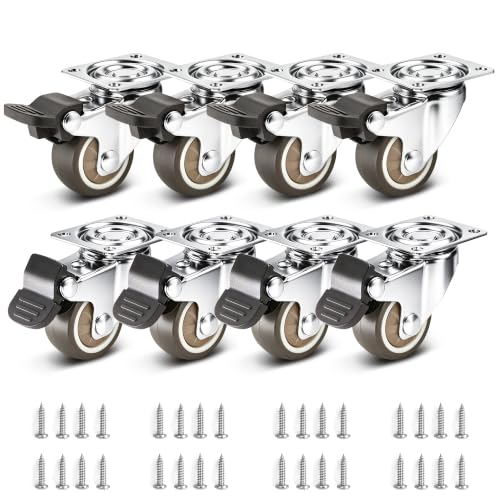 1.5" Silent Rubber 360 Degree Swivel Plate Casters with Brakes (1.5" (with brake))