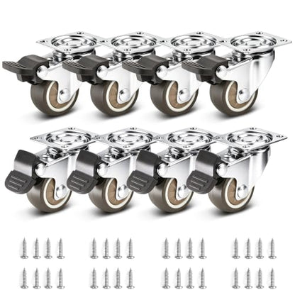 1.5" Silent Rubber 360 Degree Swivel Plate Casters with Brakes (1.5" (with brake))