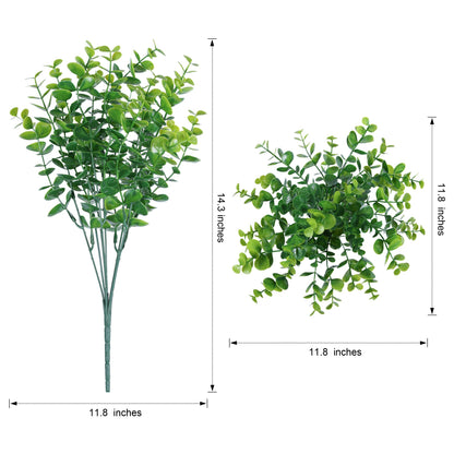Artificial Plants for Outdoors Outside Spring Summer Decoration (12 Bundles Green Eucalyptus)