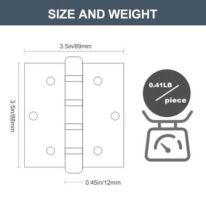 6 Pack 3.5 Inch Heavy Duty Stainless Steel Door Hinges