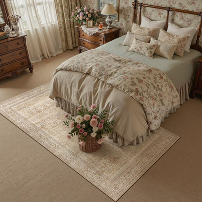 5x7 Beige Neutral Retro Area Rug (Retro | Beige / 5' x 7' (Rectangular))