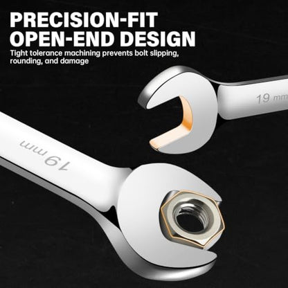9 Piece Single Head Reversible Ratcheting Wrench Set
