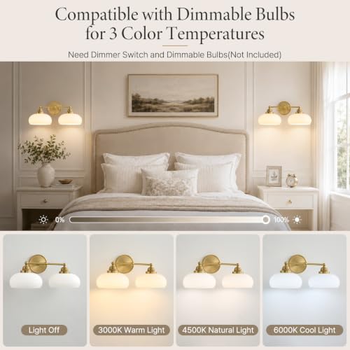 Vintage Milk Glass Wall Sconce (Antique Brass)