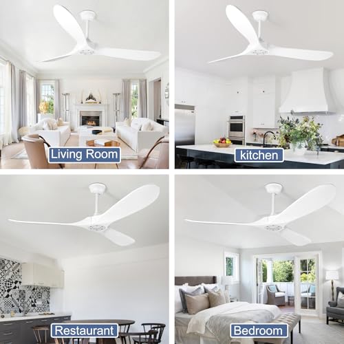 Solid Wood Ceiling Fans no Light (52 inch / White)