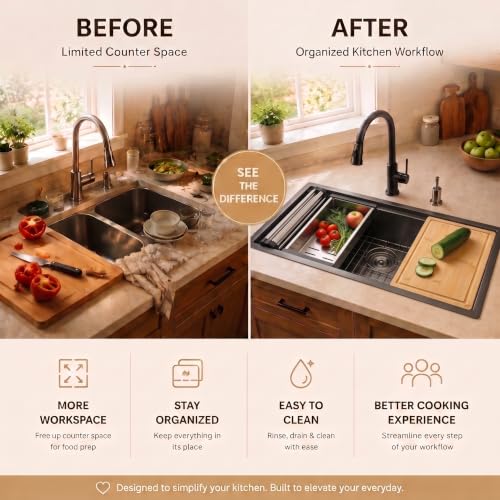 30in Black Stainless Steel Kitchen Sink Single Bowl Undermount