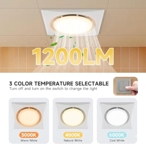 Bathroom Exhaust Fan with Light with 3000K