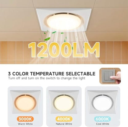 Bathroom Exhaust Fan with Light with 3000K